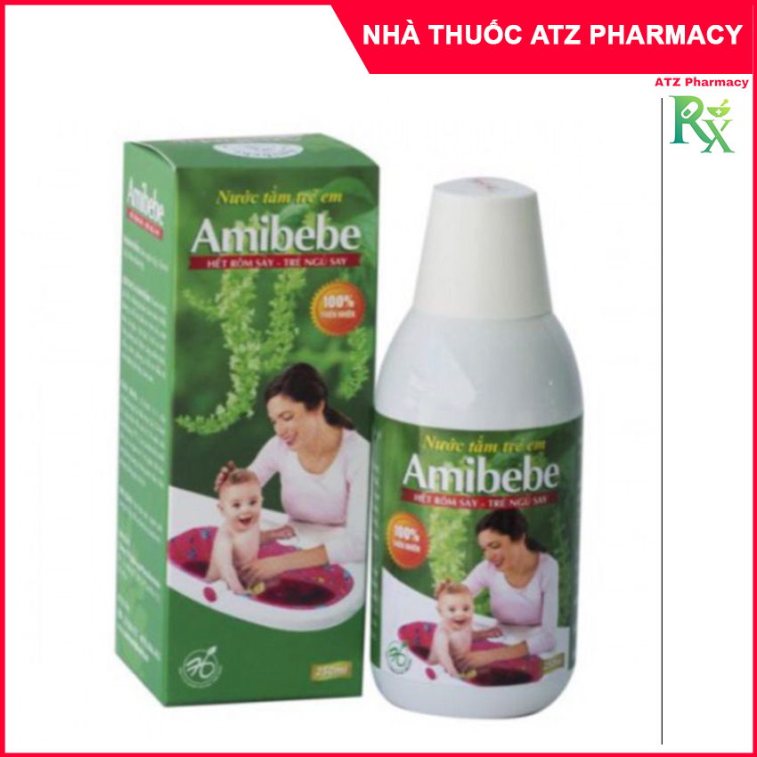 Nước tắm trẻ em amibebe 250ml - hỗ trợ trẻ bị rôm sẩy - atz pharmacy