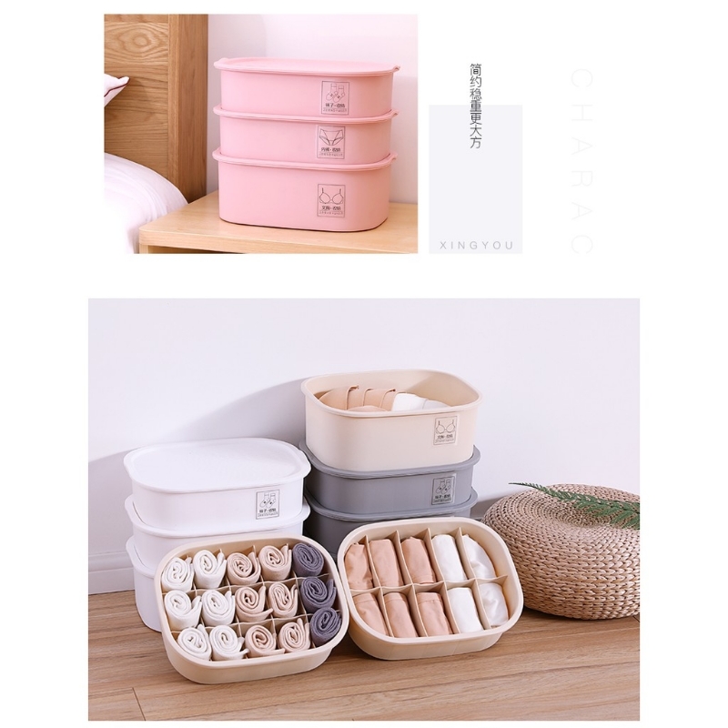 Hộp Đựng Phụ Kiện Loại Tốt, Khay Đựng Đồ Lót, Hộp đựng đồ lót Hàn Quốc 3 ngăn - Thiết Kế Tiện Dụng Giúp Bạn Sắp Xếp Đồ Lót Của Mình Một Cách Thật Ngay Ngắn, Gọn Gàng, Tránh Tình Trạng Áo Lót Bị Móp