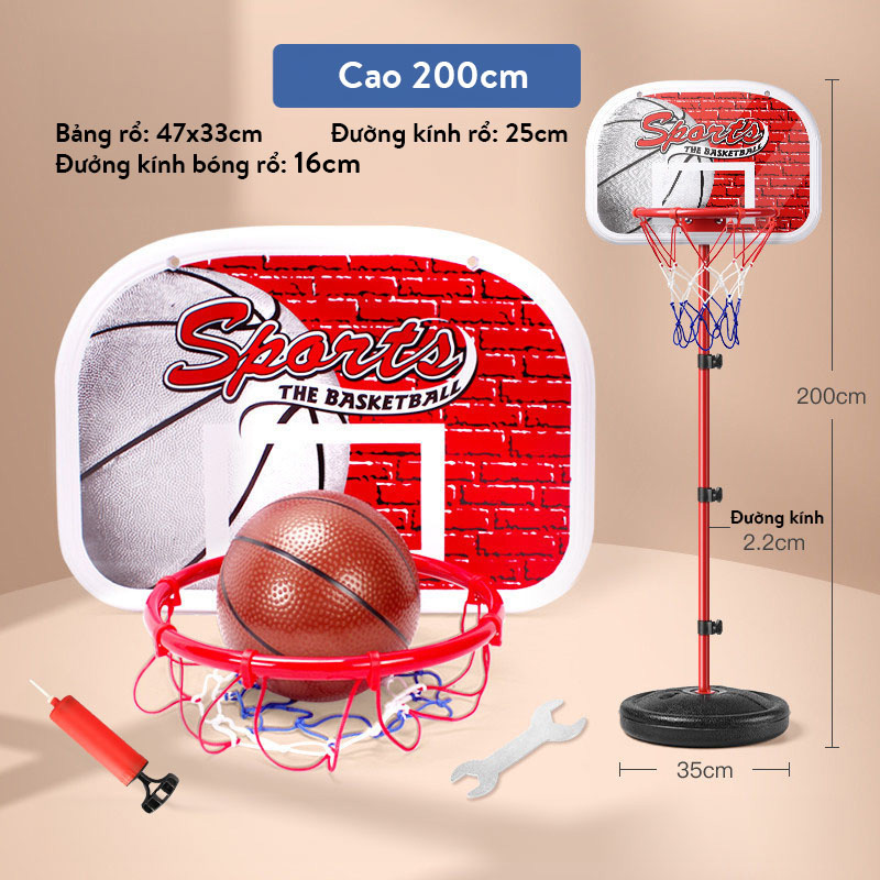 Bộ Trò Chơi Bóng Rổ Trụ Sắt Kèm Bóng Mini Trong Nhà Cho Bé Kèm Bơm