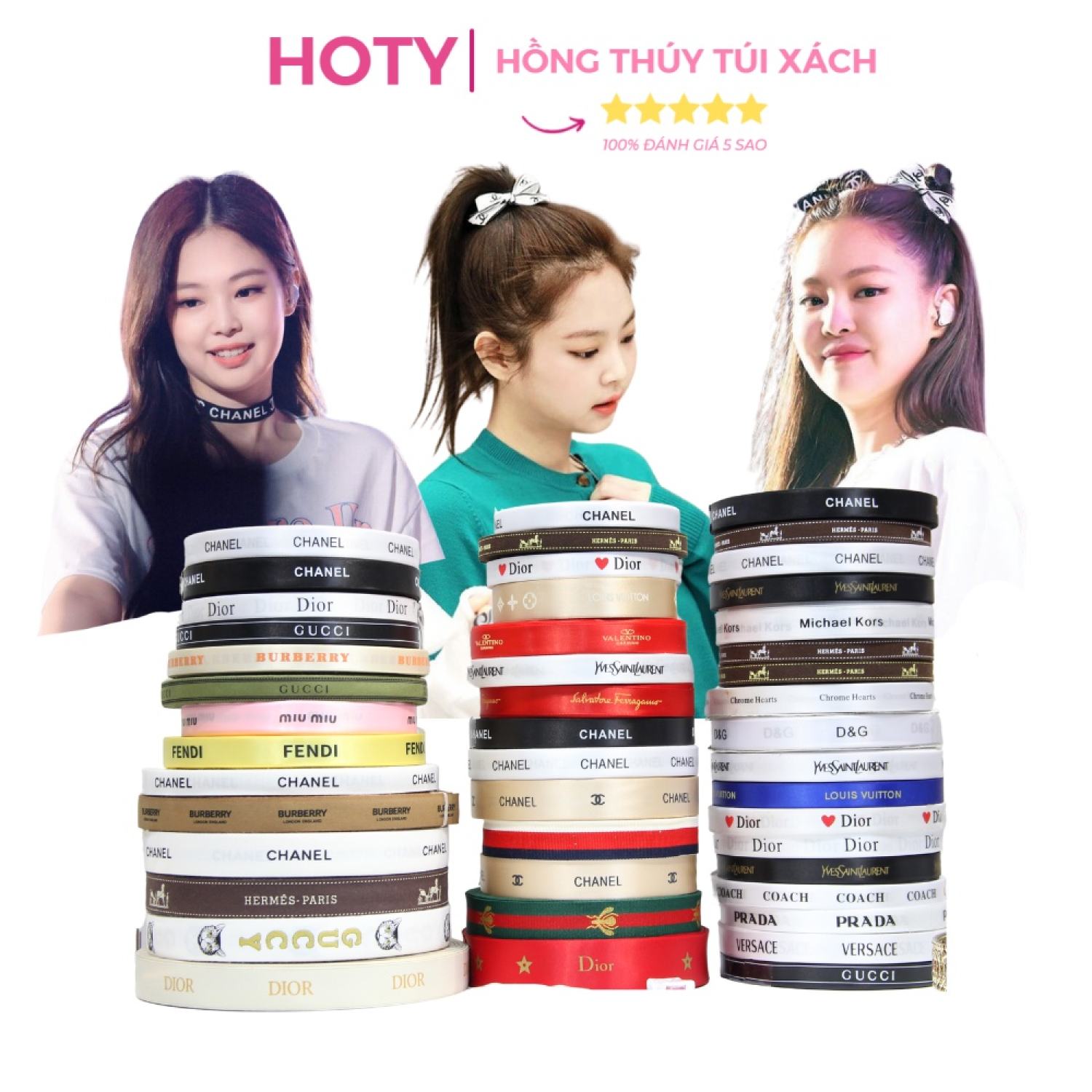 Ruy băng buộc tóc jennie blackpink các hãng loại đẹp, ruy ban các hãng có sẵn loại cao cấp