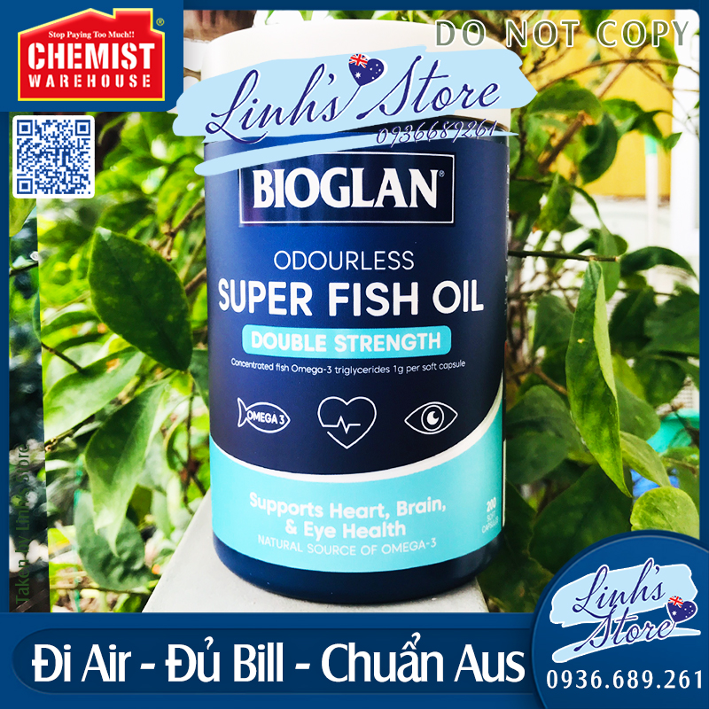 Dầu cá không mùi Bioglan Odourless Super Fish Oil - Hàm lượng cao 2000mg - 200 viên 🐳 linhsstore