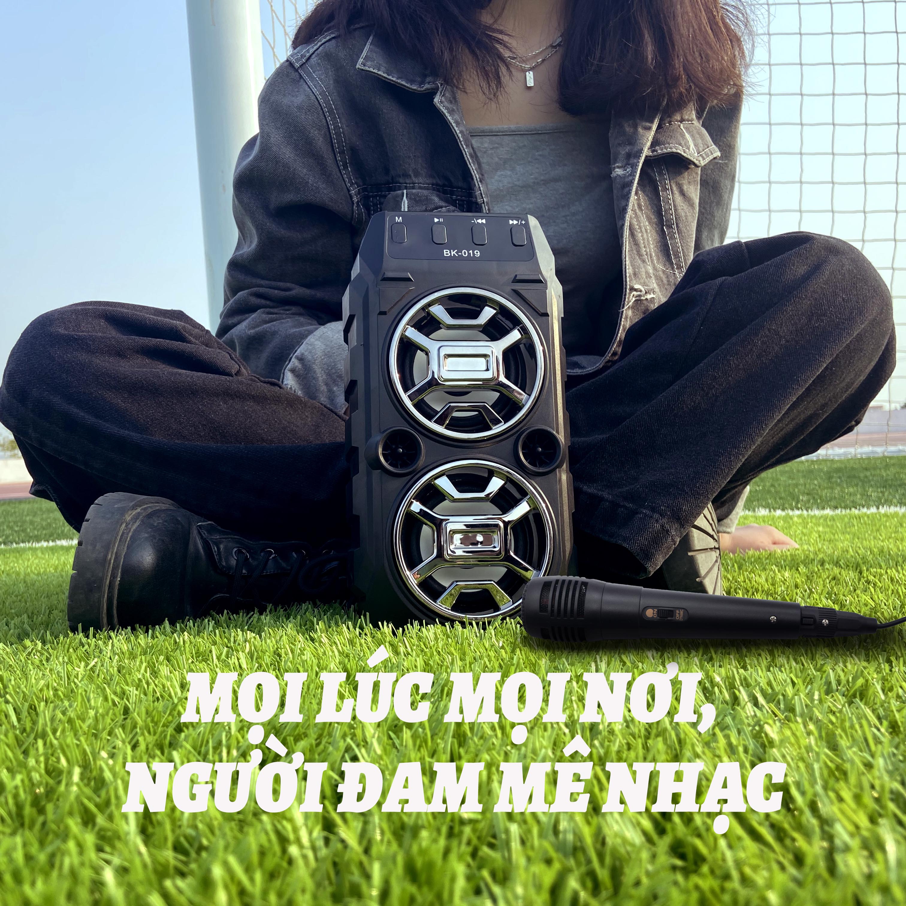 Sừng đôi Loa Kẹo Kéo Hát Nhạc Bluetooth, Loa bluetooth, Loa kraoke cắm thẻ nhớ, nghe đài FM Siêu Hay - Kèm Mic Karaoke