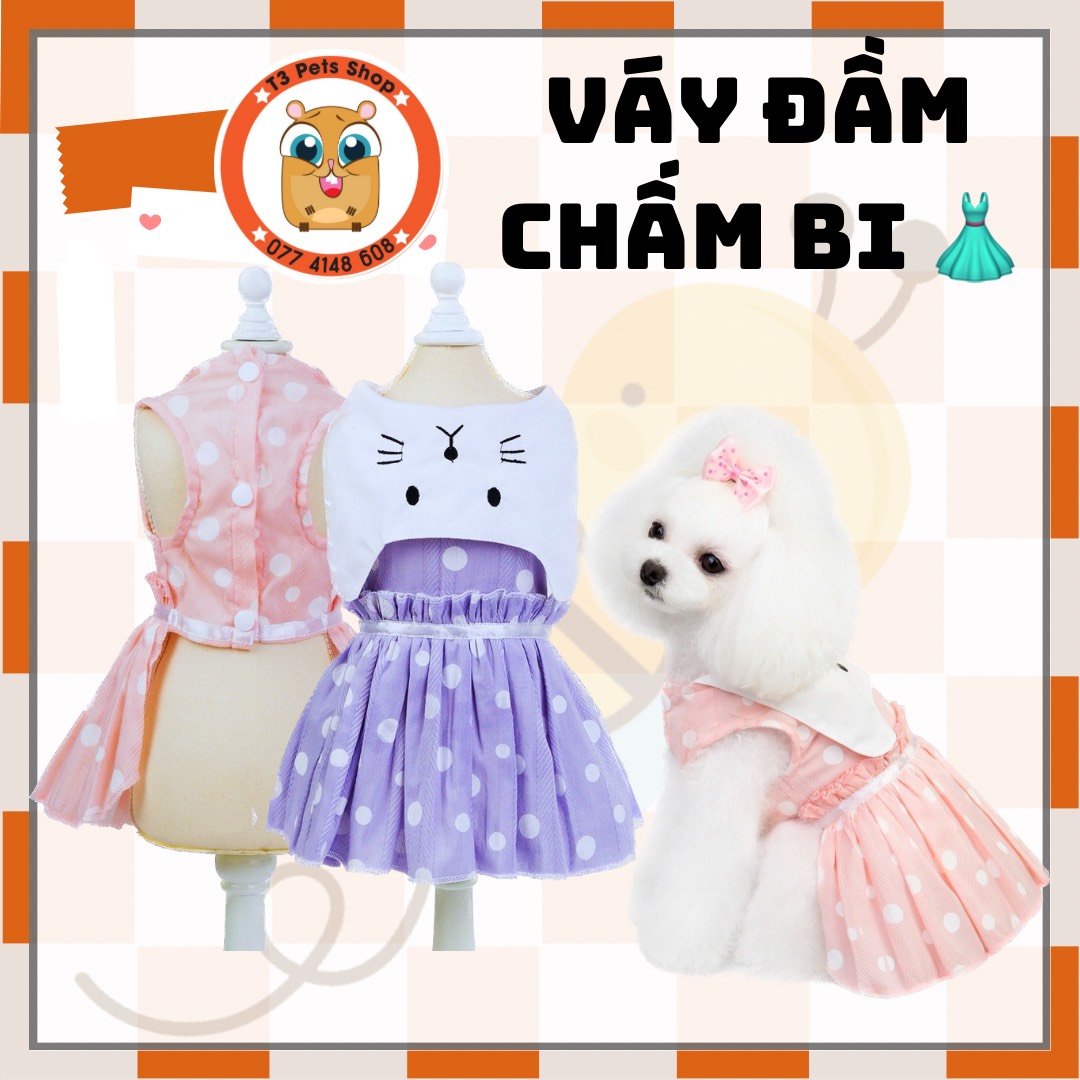 Váy đầm chấm bi cho chó mèo