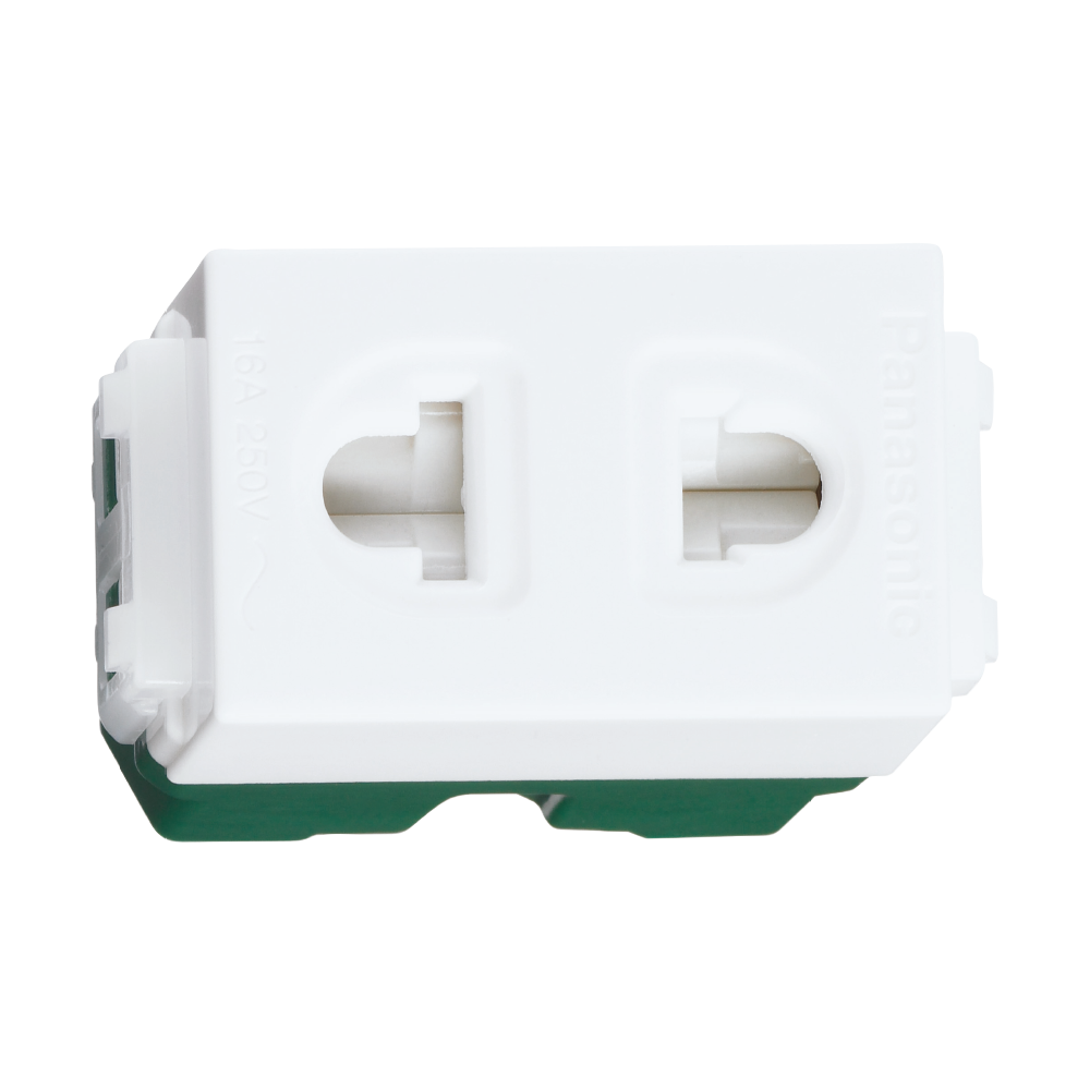 Ổ cắm điện âm tường, ổ cắm đơn 2 chấu, hạt ổ cắm dòng wide panasonic wev1081sw, hộp 10 cái
