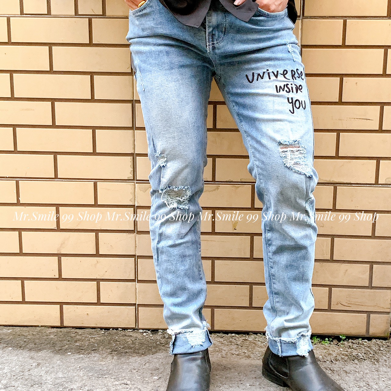 Quần jean nam 900 wax rách form tôn dáng mr smile 99 shop