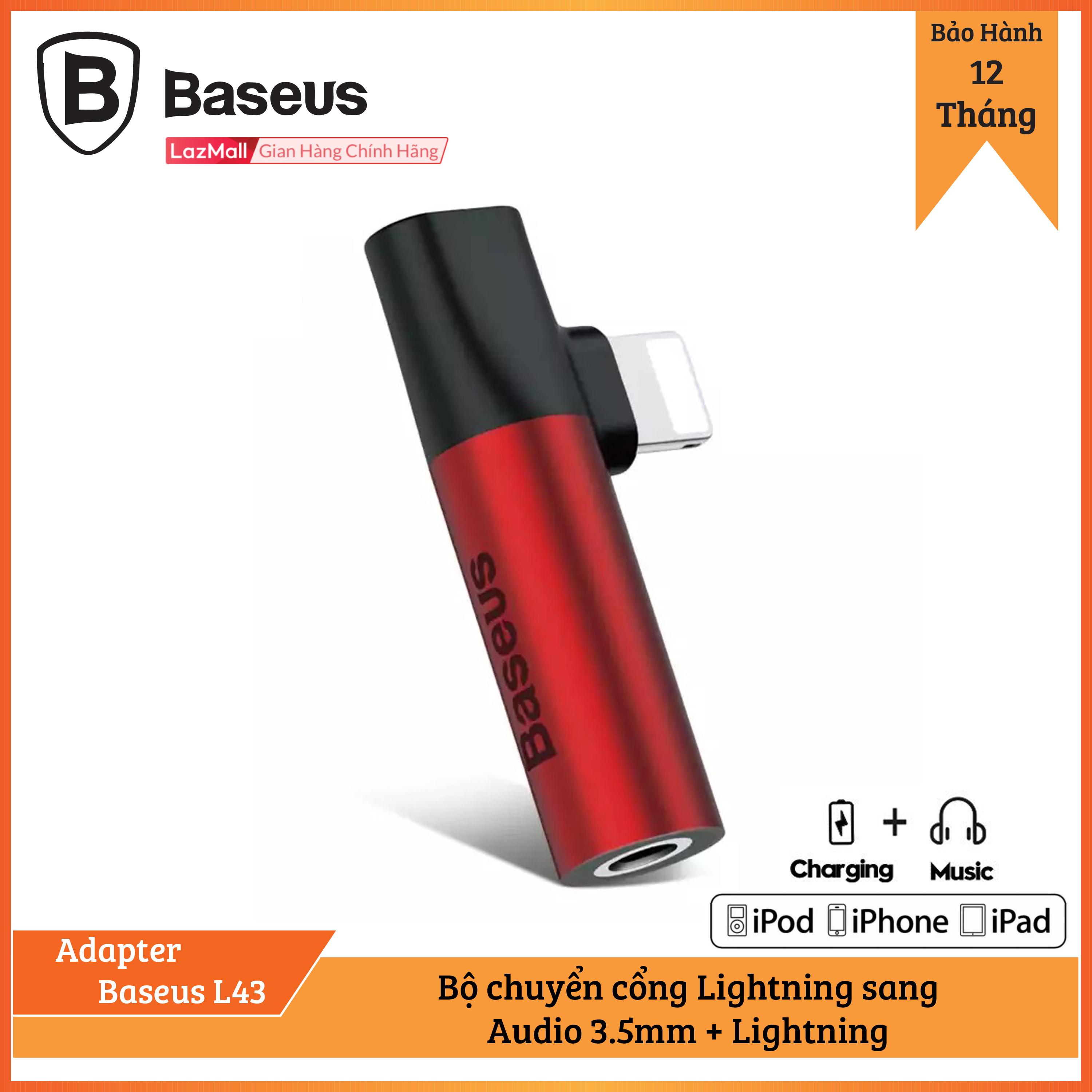 Bộ chuyển cổng Lightning sang Audio 3.5mm + Lightning Baseus L43 cho iPhone/ iPad (Vừa sạc pin vừa nghe nhạc)