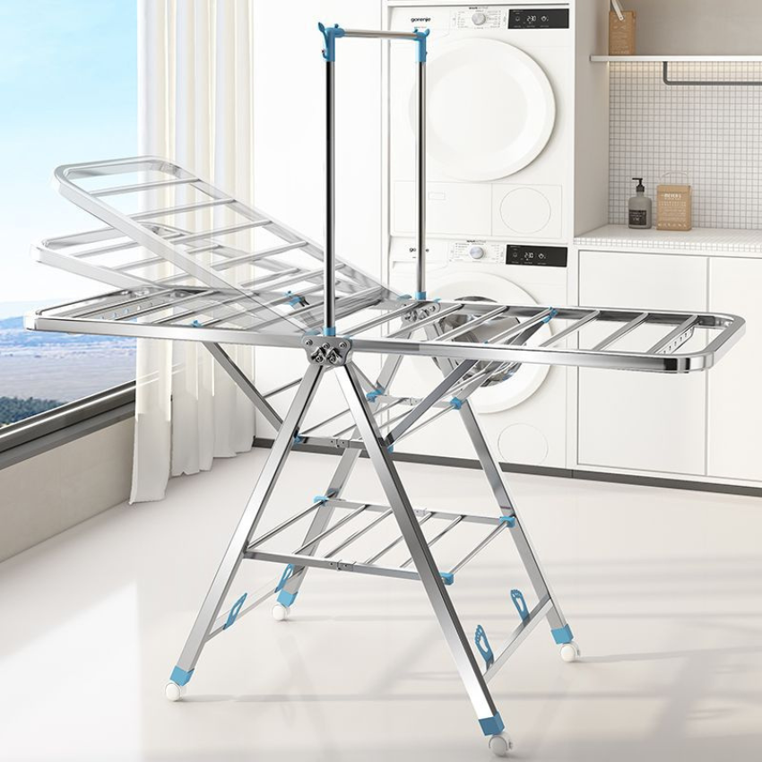 Giàn Phơi Quần Áo Thông Minh, Gấp gọn kiểu dáng chữ A giá phơi đồ có bánh xe kích thước 180cm tải trọng 120kg