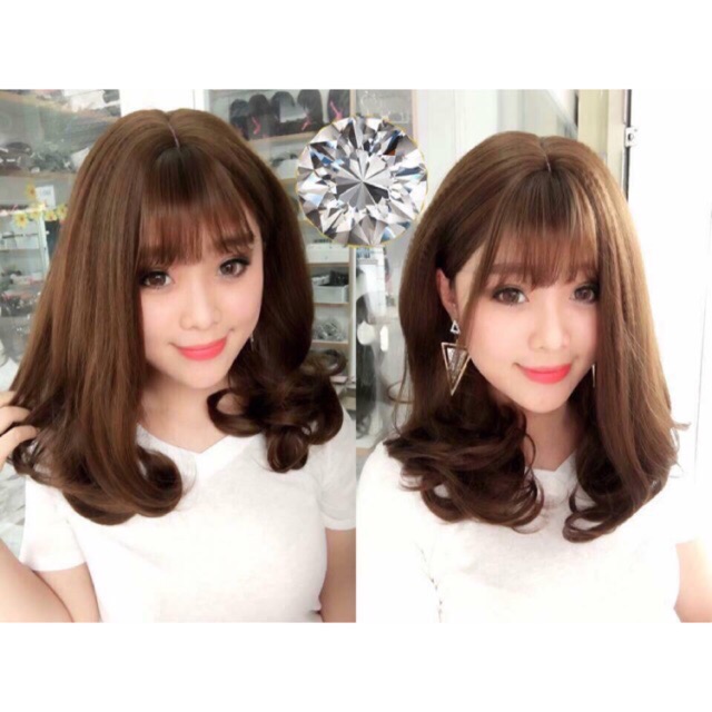 Tóc giả cả đầu ❤️FREESHIP❤️ Tóc giả nguyên đầu xoăn ngắn ngang vai