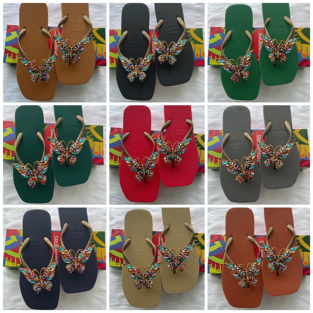 Dép Lào/Dép kẹp Chất Liệu Cao Su Đế Vuông Mẫu Trơn vs Mẫu Chram bướm 9 màu