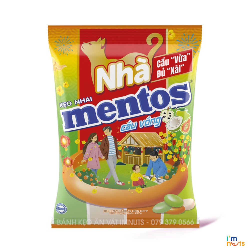 Kẹo nhai Mentos phiên bản Tết 2023 Cầu - Dừa - Đủ - Xoài gói lớn tiết kiệm