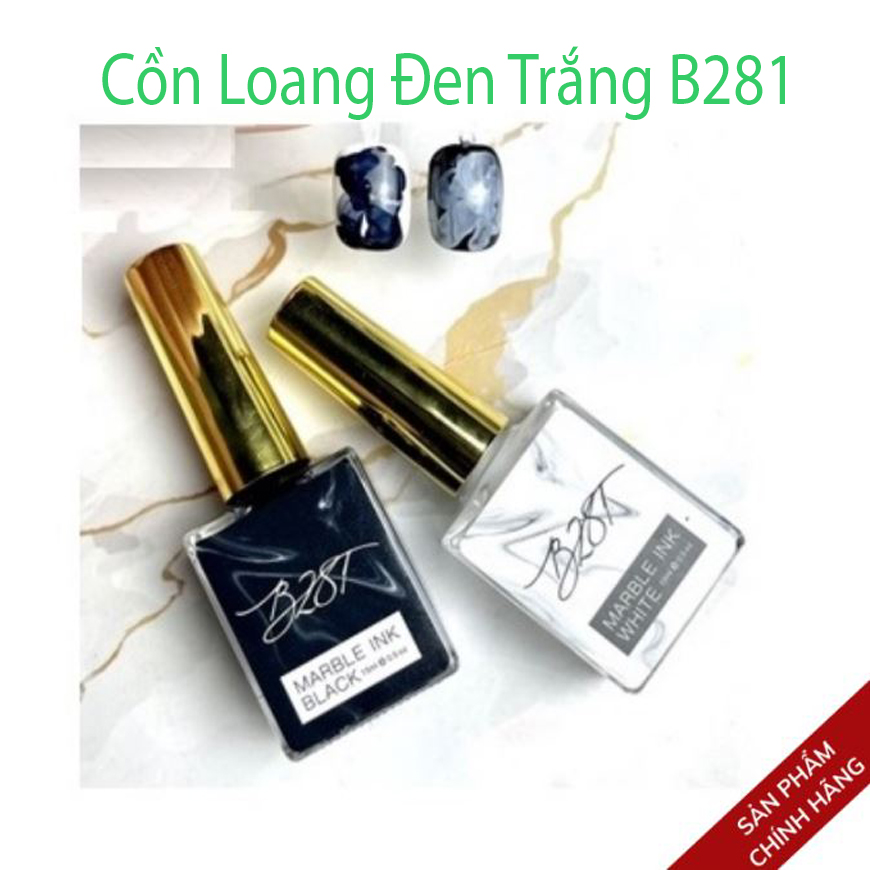 Cồn Loang Đen , Trắng B281 - Cồn loang Đen,Cồn loang trắng, Cồn loang Đen trắng B281 chính hãng - loang cồn trang trí móng tay nghệ thuật 15ml