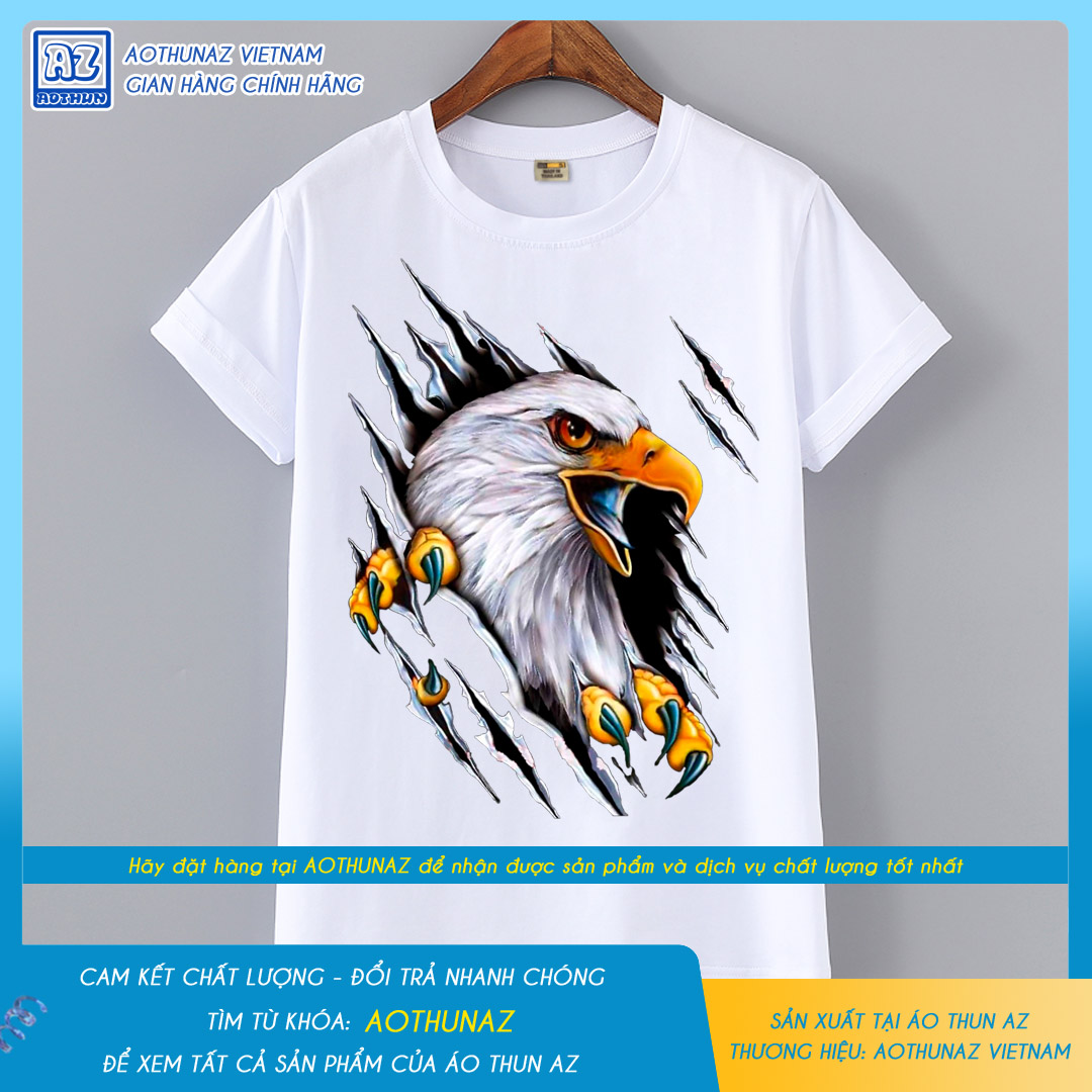 AOTHUNAZ - Áo thun nam in hình đại bàng Eagle 3D độc đáo M1034