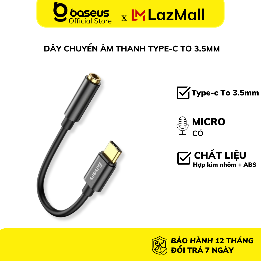 THU THẬP VOUCHER GIẢM 10 Jack chuyển đổi tai nghe Baseus L54 TypeC sang rắc cắm âm thanh 35 mm