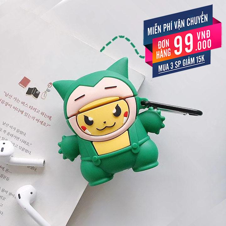 Case silicon cho tai nghe Airpods mẫu Snorlax Pikachu