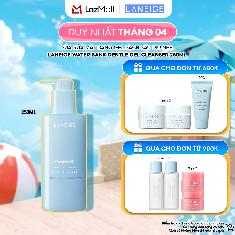 [MỚI] Sữa Rửa Mặt Dạng Gel Sạch Sâu Dịu Nhẹ Laneige Water Bank Gentle Gel Cleanser 250ml