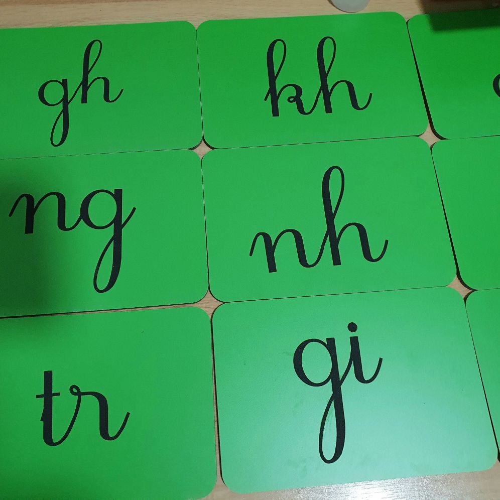 Combo chữ nhám tiếng việt xanh dương - hồng - xanh lá
