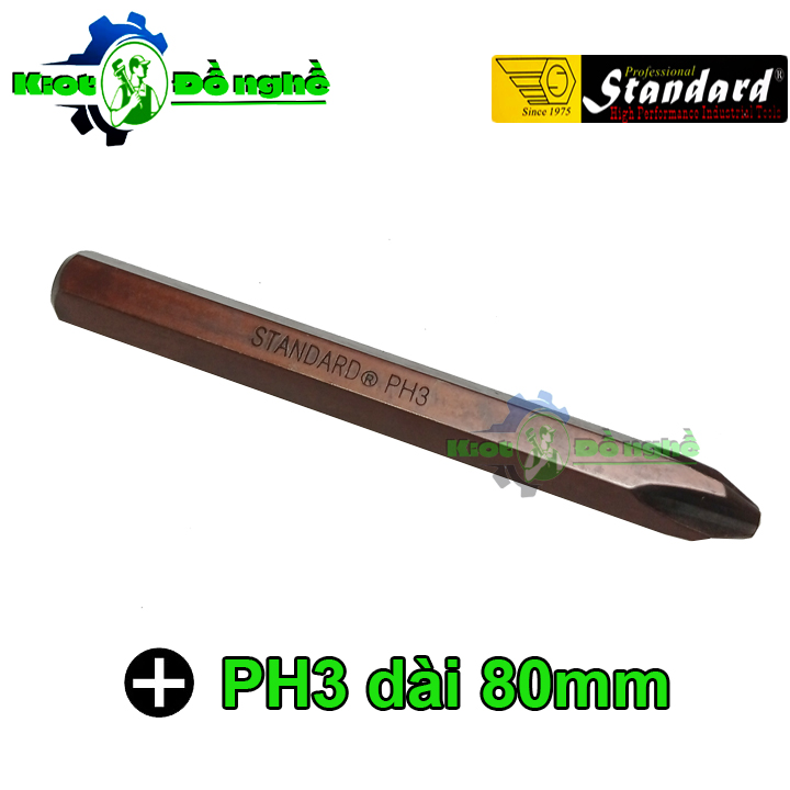 Mũi vít đóng bake ph3 dài 80mm standard – mũi vít đóng ph3 có từ - kiot đồ nghề