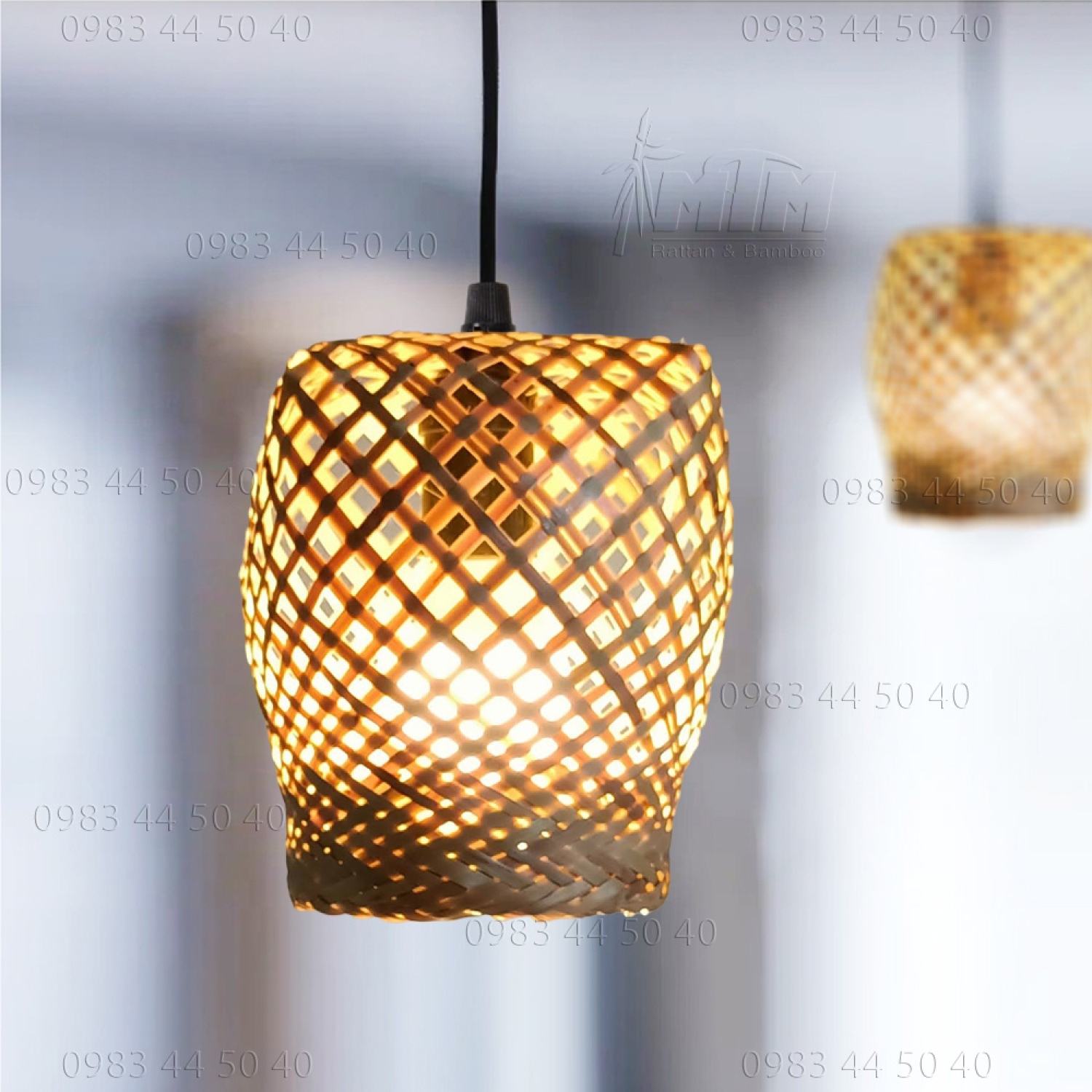 Đèn tre giỏ đìa size nhỏ - Lồng đèn, Chụp đèn treo trang trí nhỏ xinh.