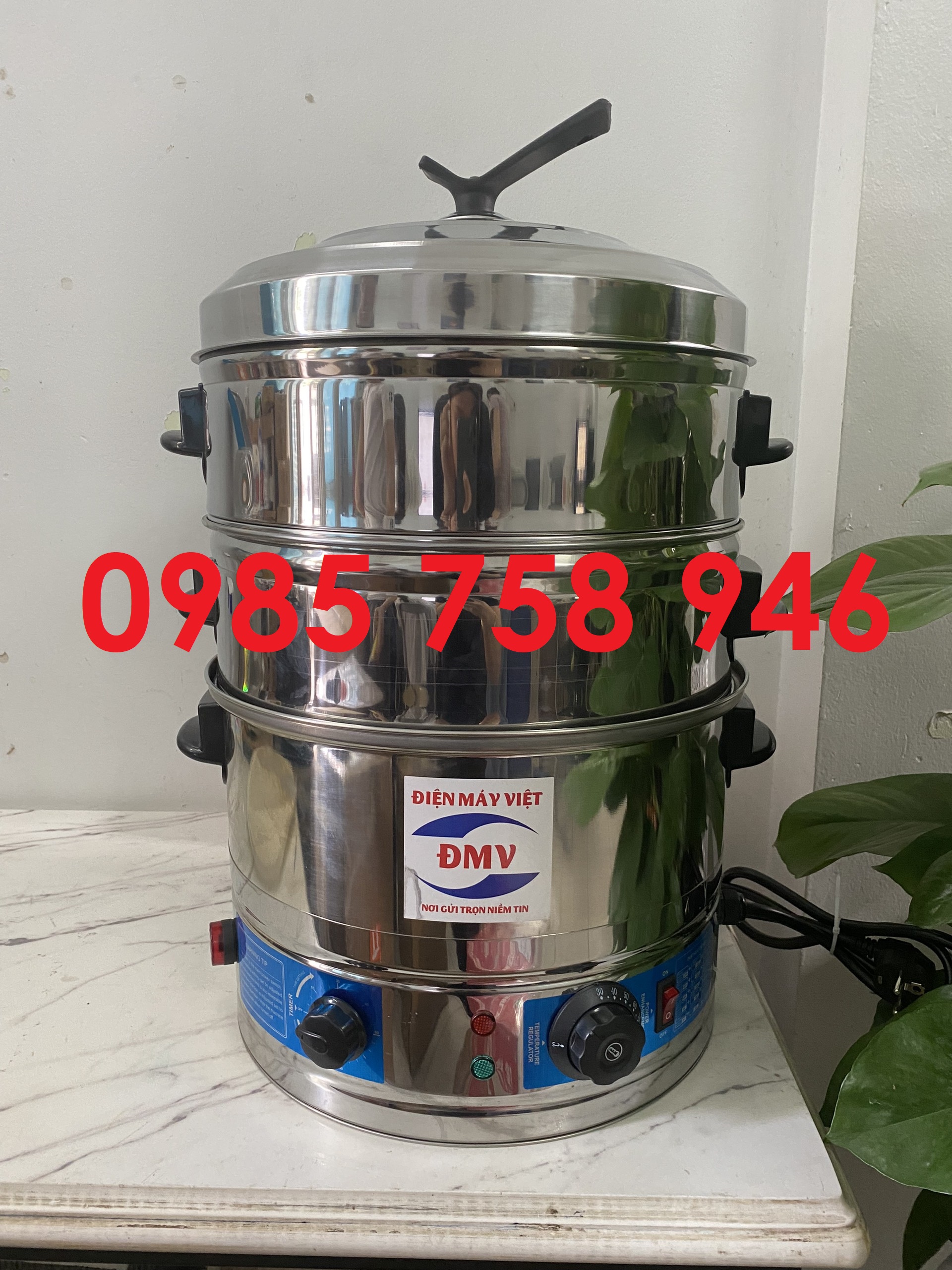 Nồi hấp điện 3 tầng 35cm .  Hấp xôi , hấp cơm 2kg gạo 1 khay Có bảo hành 12 tháng