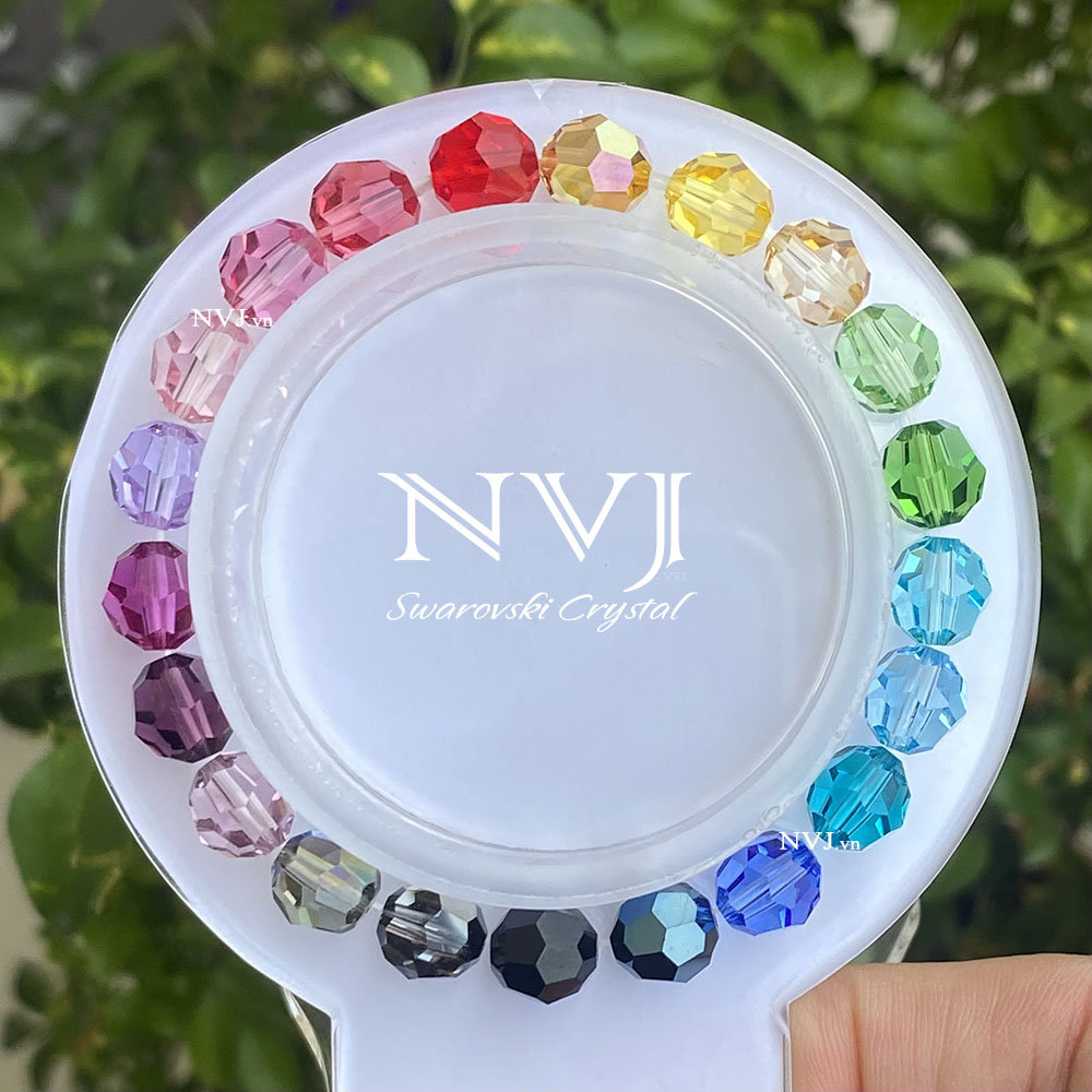 Swarovski – vòng tay pha lê Áo hạt tròn 8ly nhiều màu rực rỡ tuyệt đẹp