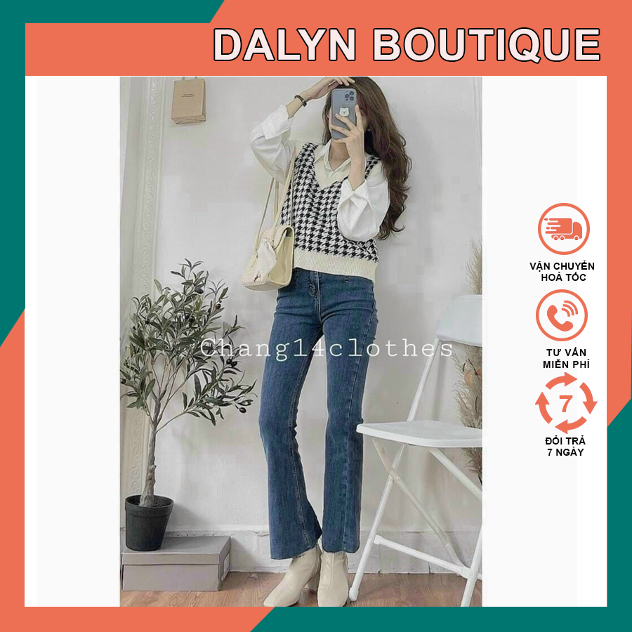 Áo gile phối viền, ziczac dalyn siêu xinh