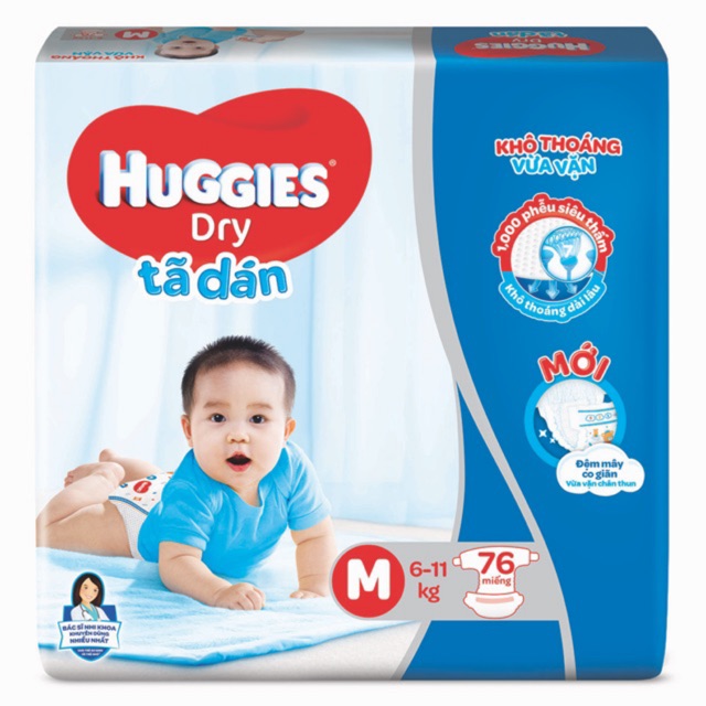 Bỉm tả dán huggies đủ size m76/l68//xl62/xxl56