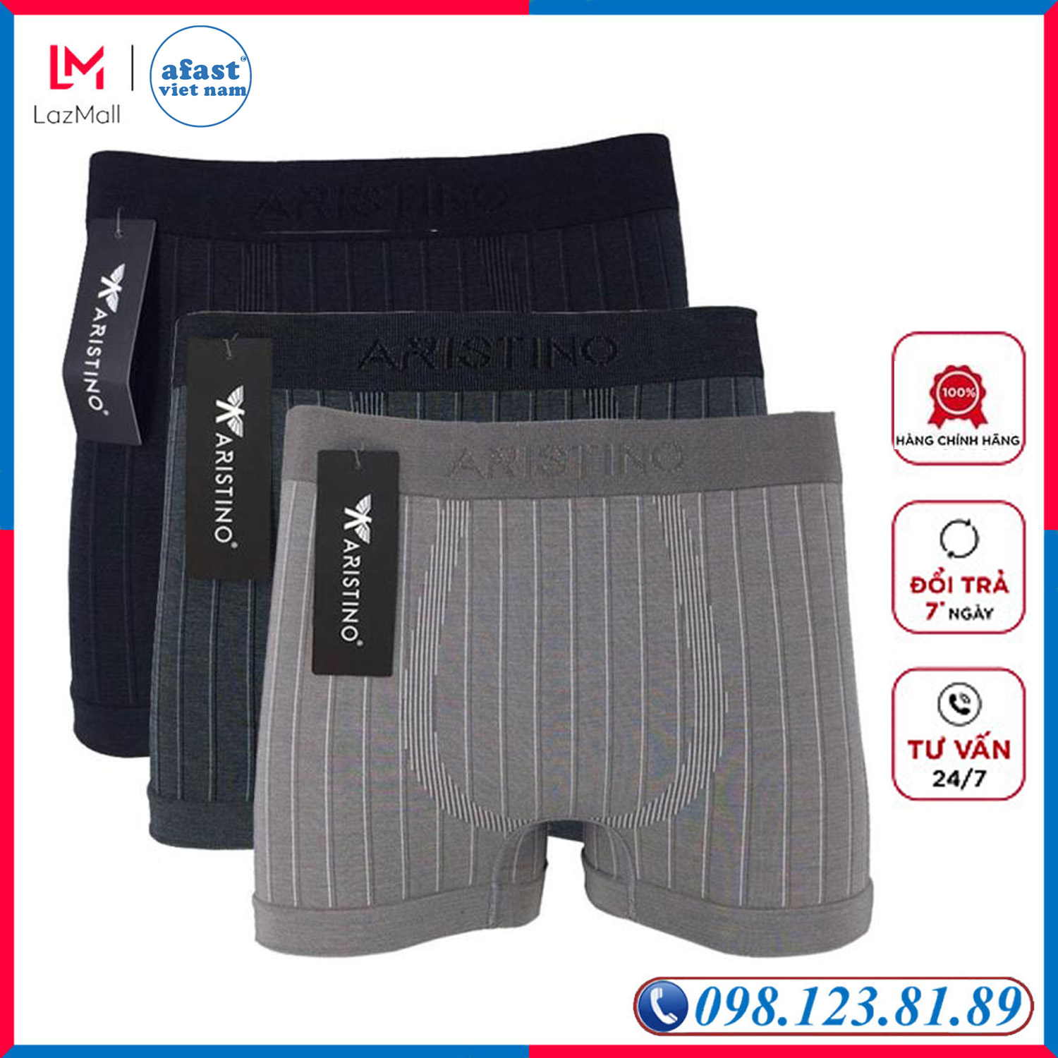 Combo 3 chiếc quần lót nam Boxer sợi tre thời trang dệt không đường may cao cấp Aristino AD15 chất liệu Bamboo không gây kích ứng cho da- AFAST VIỆT NAM