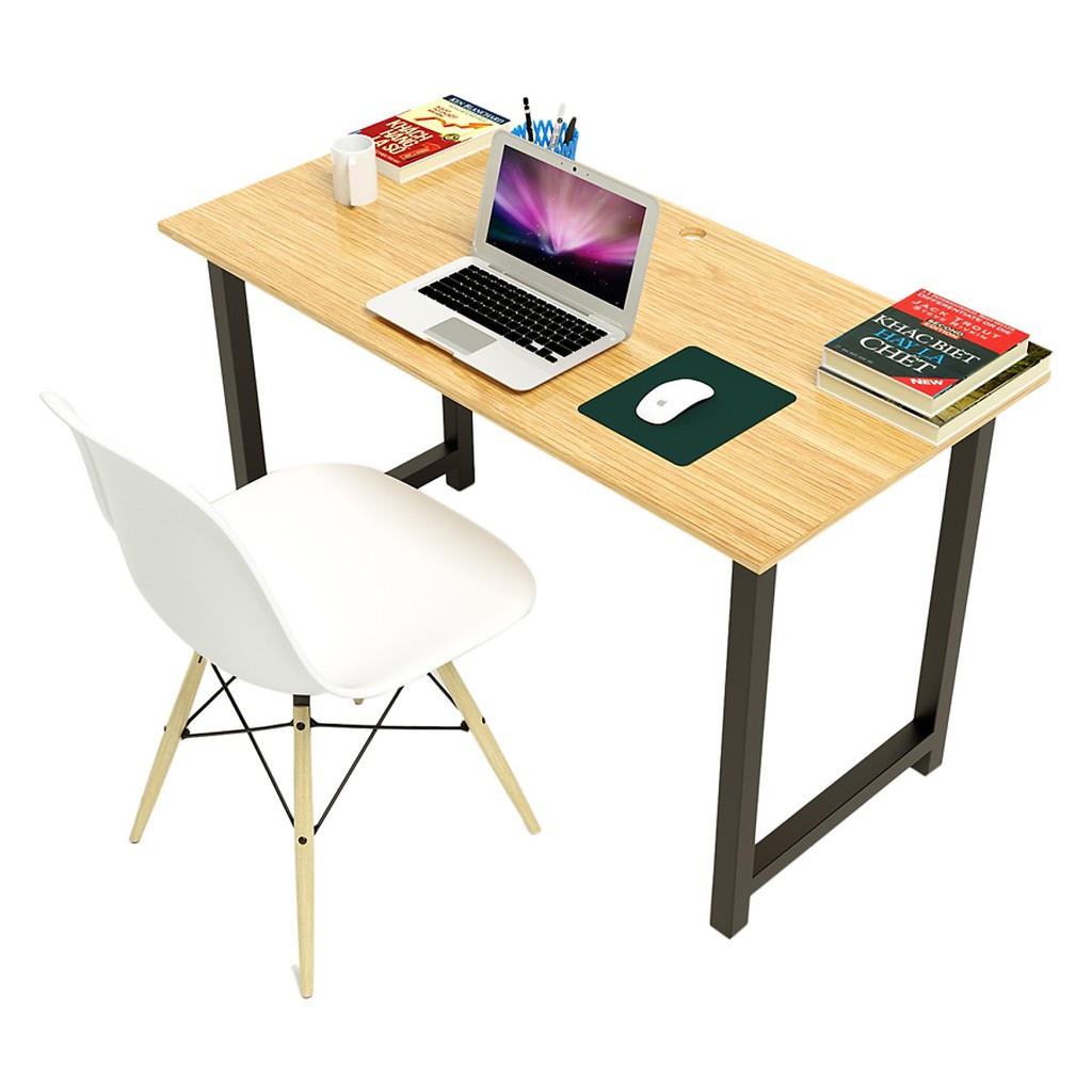 Bộ bàn oak-t vân gỗ sồi chân trắng gấp gọn tặng: kệ sách 3 tầng trên bàn đa năngtooato12w-eamsb