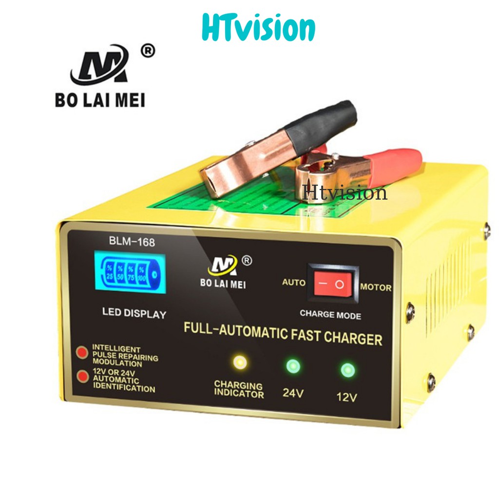 Bộ sạc ắc quy 12v/24v 3AH - 200ah BT-168 máy sạc bình xe máy ôtô xe tải thông minh tự động ngắt khi đầy điều chỉnh dòng