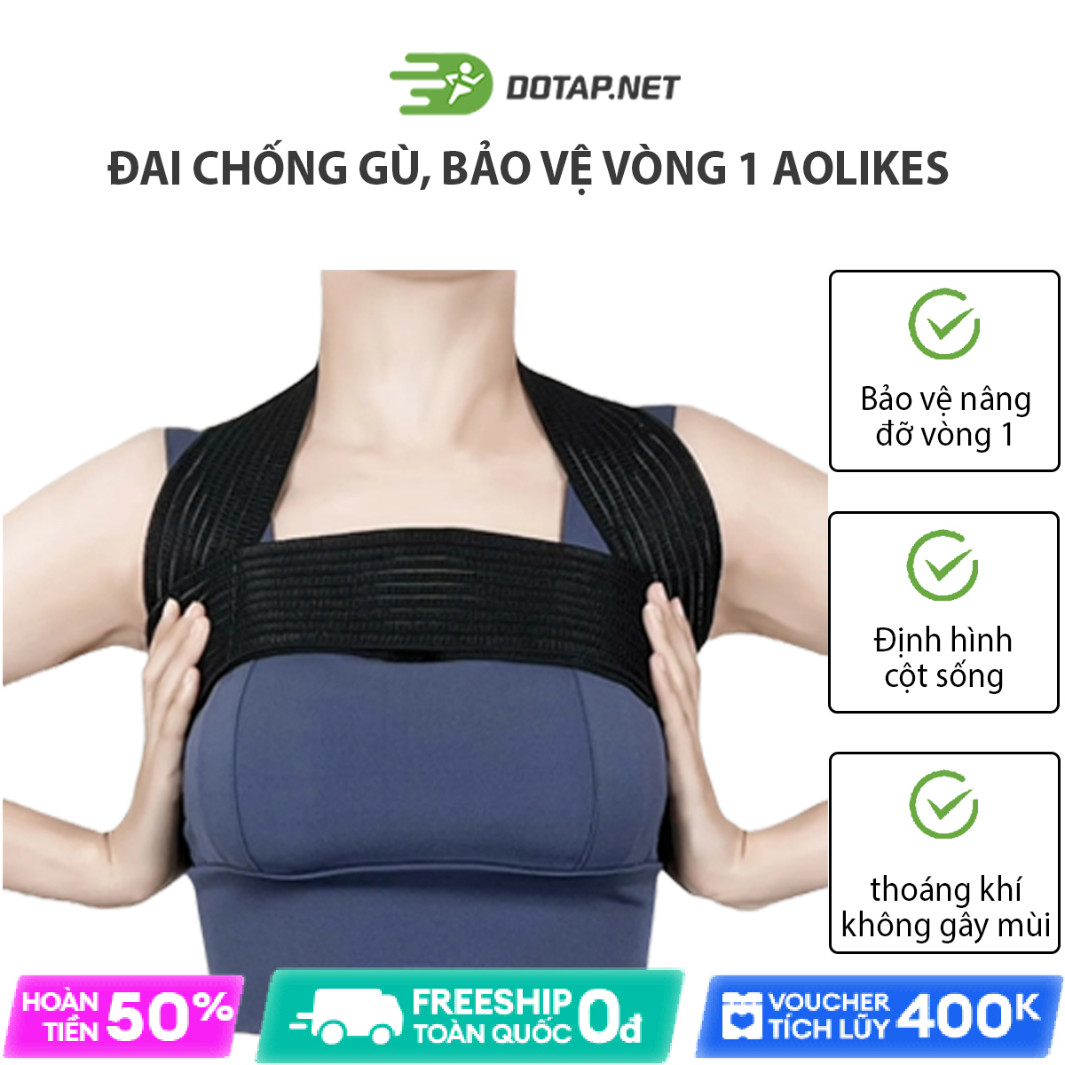 Đai bảo vệ vòng 1 aolikes hỗ trợ khắc phục gù lưng, ngăn ngừa thoái vị, thoái hóa điều chỉnh dáng