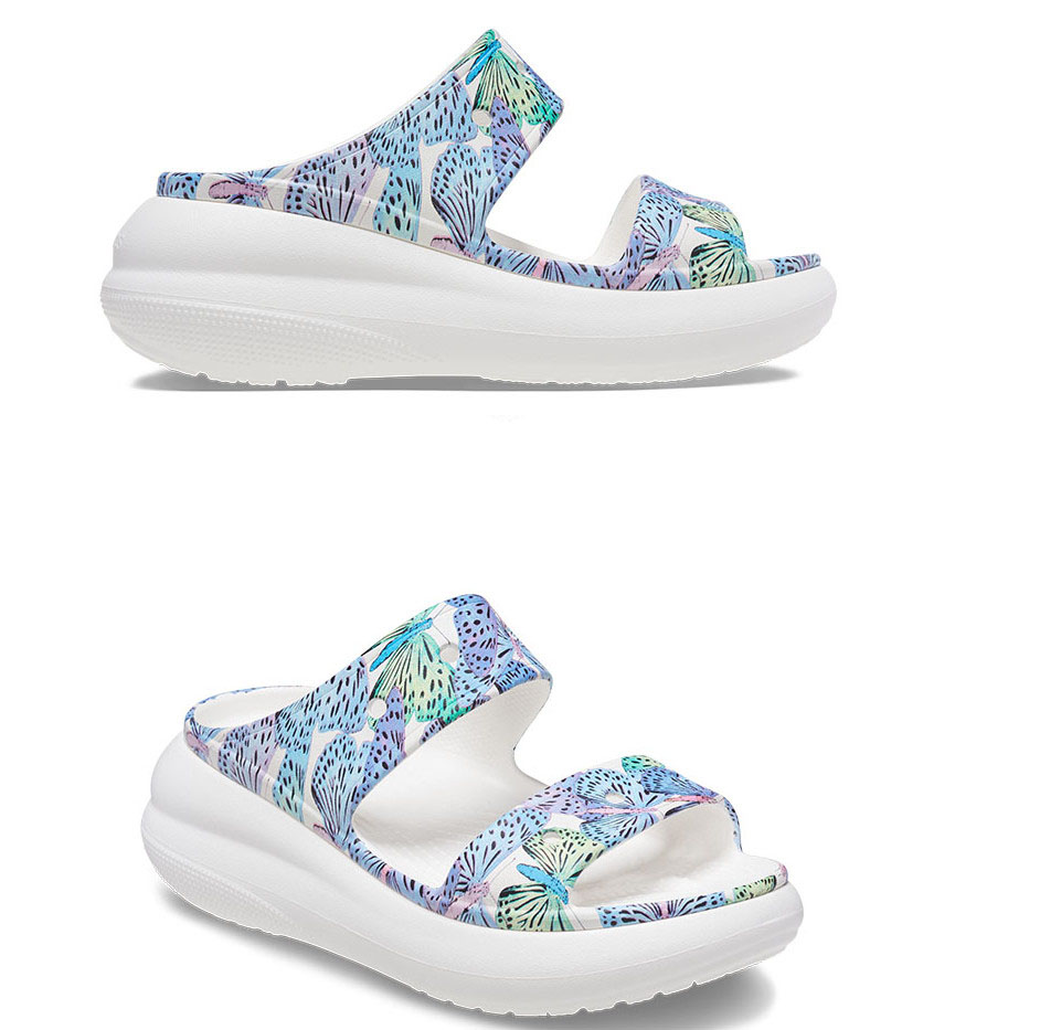 Giày dép crocs chuẩn xịn, chống hôi chân, nhựa tế bào êm, mềm, siêu bền, đi mưa, lội nước, đi biển quai ngang đế xuồng crush butterfly cao 6cm cho nữ