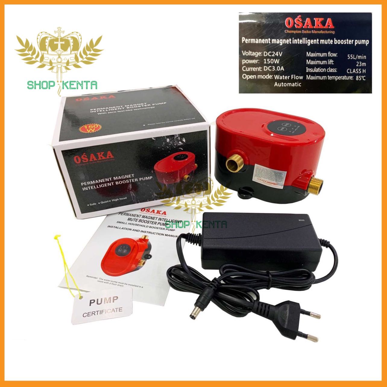 Máy bơm tăng áp - trợ lực máy giặt, vòi sen 150w 24v 55l/mm