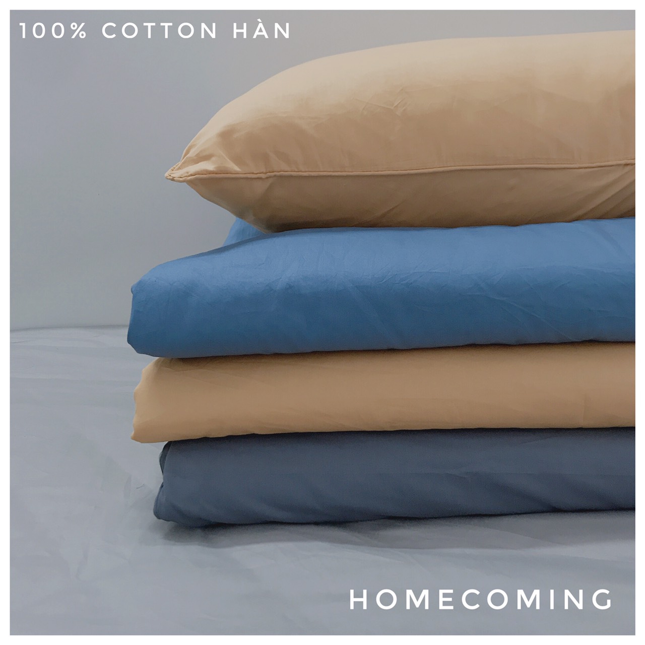 Vỏ chăn mền trơn cotton Hàn 100% chuẩn đẹp kích thước 2mx2m2 thương hiệu Homecoming