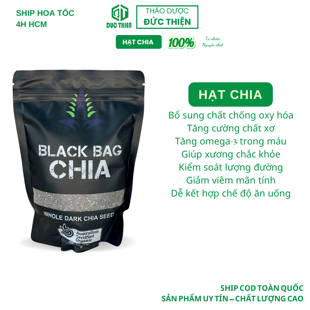 Hạt chia đen úc black bag chia 500g - sản phẩm chính hãng