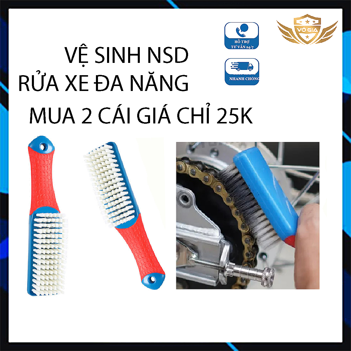Bàn chải 1 mặt dùng chải chà Sên rửa Sên Xe Đa Năng