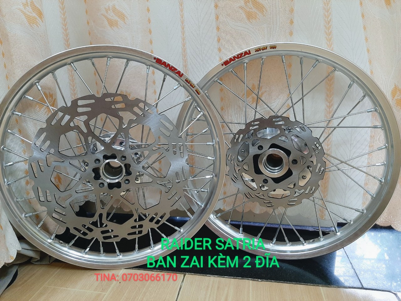 BÁNH CĂM  RAIDER SATRIA  NIỀN NHÔM BAN ZAI THÁI 1.4 1.6 ĐÙM CĂM MẠ CROM KÈM 2 ĐĨA