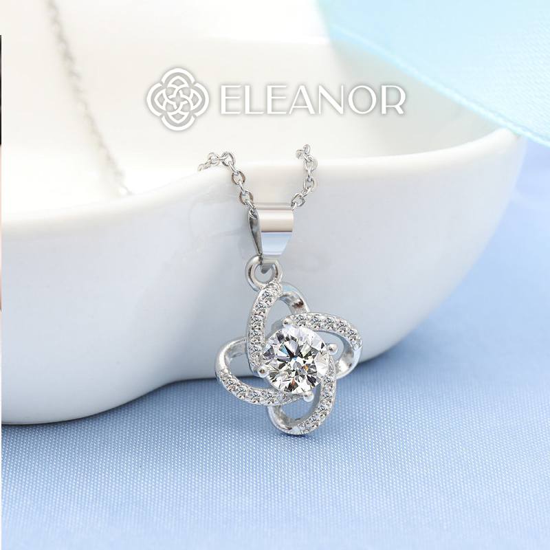Dây chuyền nữ bạc 925 Eleanor Accessories vòng cổ mặt đính đá lấp lánh phụ