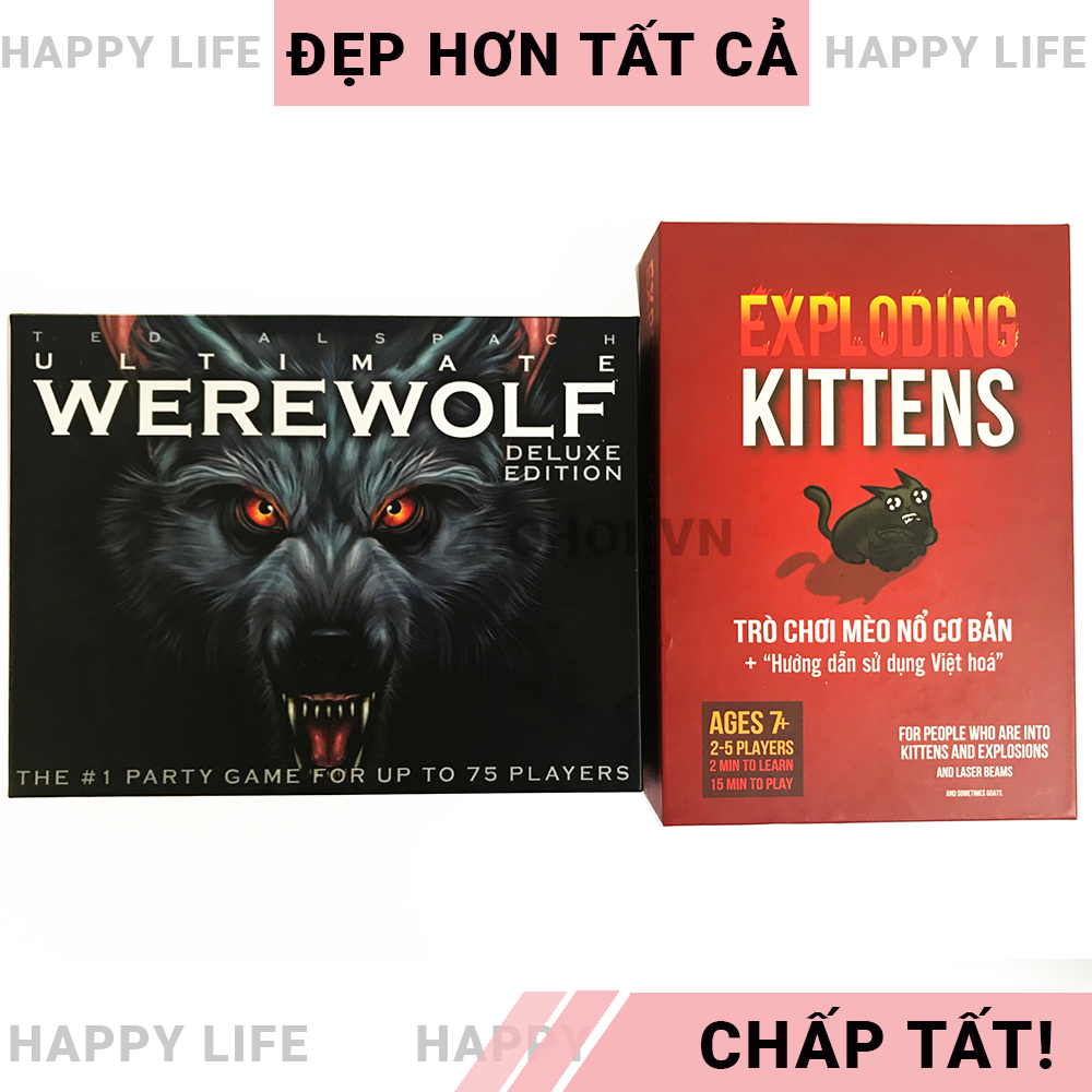 [COMBO 2 IN 1] Trò chơi thẻ bài Ma sói bản đầy đủ 78 lá + Board game Mèo Nổ Việt hóa cơ bản, vui nhộn, giải trí cùng bạn bè