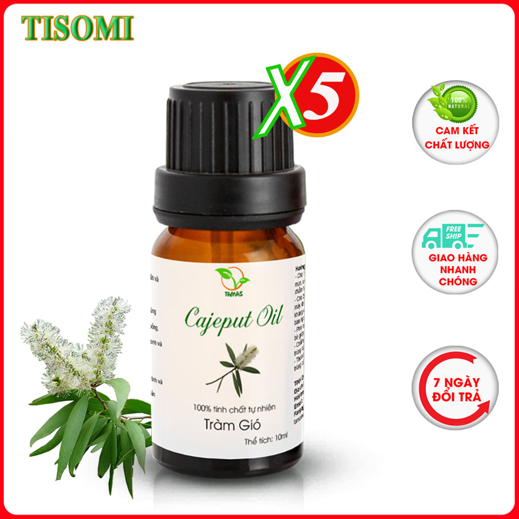 Combo 5 Chai Tinh Dầu Tràm Gió Nguyên Chất 10ml Thương Hiệu TAMAS, Tinh Dầu Xông Phòng, Khử Mùi, Kháng Khuẩn, Làm Ấm Cơ Thể Bé, Tránh Gió, Giảm Ho, Hỗ Trợ Điều Trị Các Bệnh Hô Hấp, Không Hoá Chất Độc Hại, An Toàn Cho Cả Mẹ Và Bé