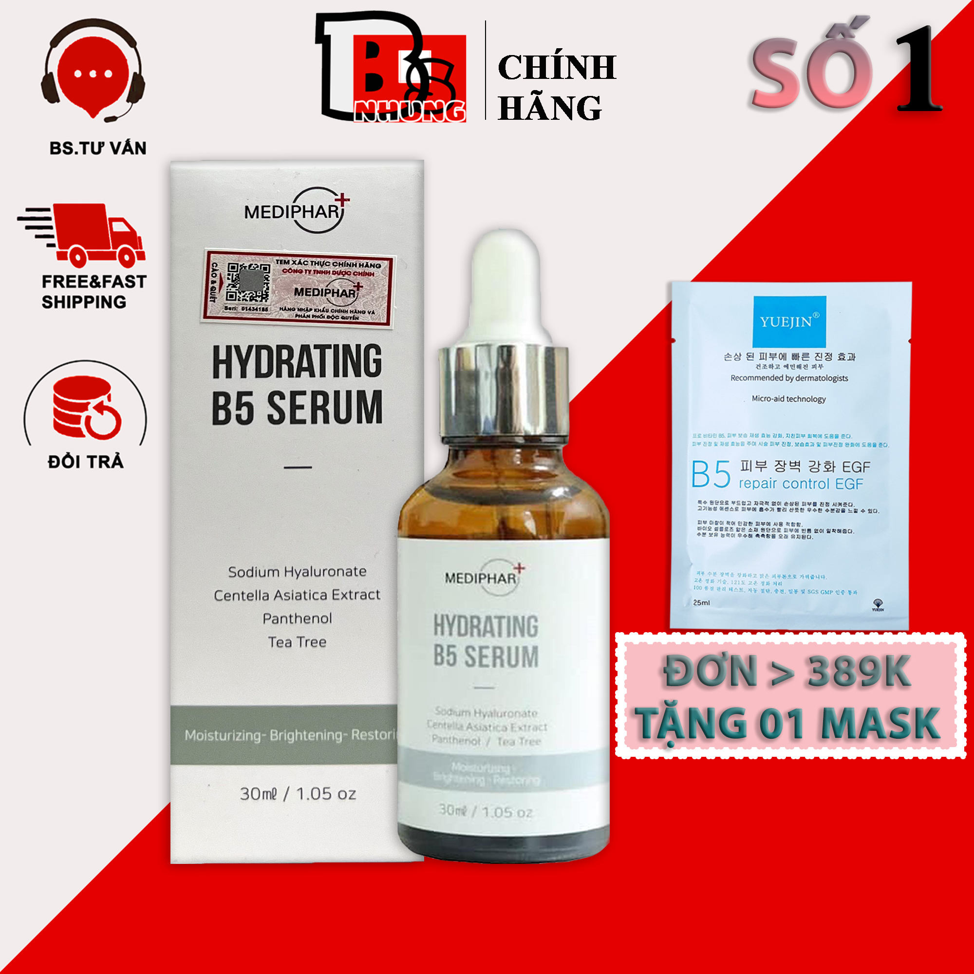 Serum B5 Hydrating B5 MEDIPHAR + Dưỡng Cấp Ẩm, Phục Hồi