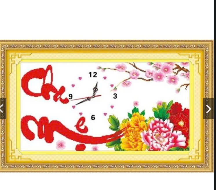Tranh thêu chữ thập đồng hồ cha mẹ 222885