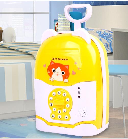 Két sắt mini hình vali cho bé - Hệ thống khóa với mã số an toàn