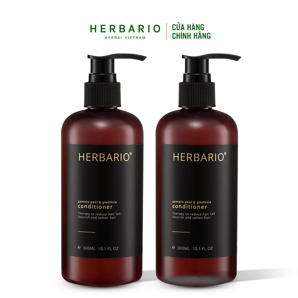 Combo 2 chai Dầu xả Vỏ bưởi và Bồ kết HERBARIO dưỡng tóc mềm mại 300ml/1 chai