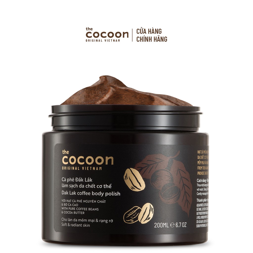 Tẩy da chết toàn thân cocoon chiết xuất cà phê đắk lắk 200ml