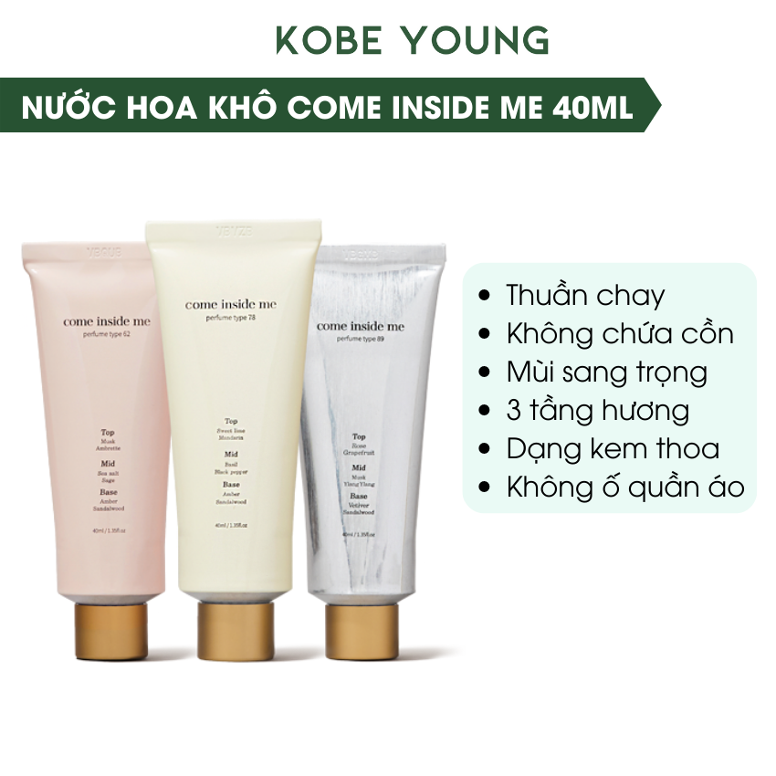 Nước Hoa Khô Come Inside Me Nước Hoa Nữ Thuần Chay Hương Thơm Nhẹ Nhàng Sang Trọng 40ml - KOBE YOUNG