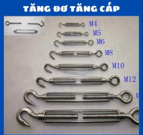 Tăng đơ dây cáp, tăng cáp phi 6 dùng để tăng đơ dây cáp tăng độ căng dây - Cơ Khí Liên Sơn