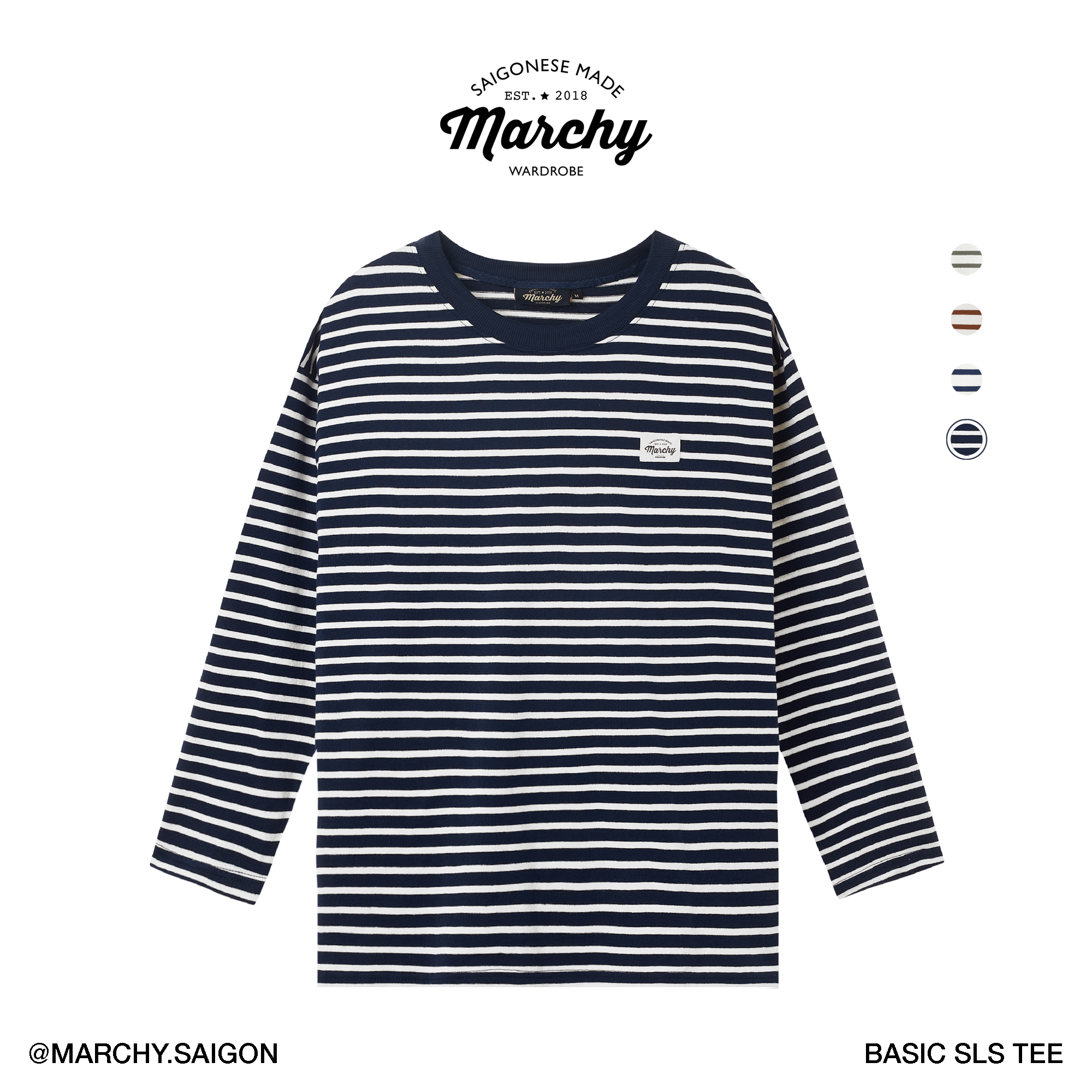 [nhập lazsohot2- giảm 20% đơn 199k|marchy - basic sls tee - áo thun sọc tay dài