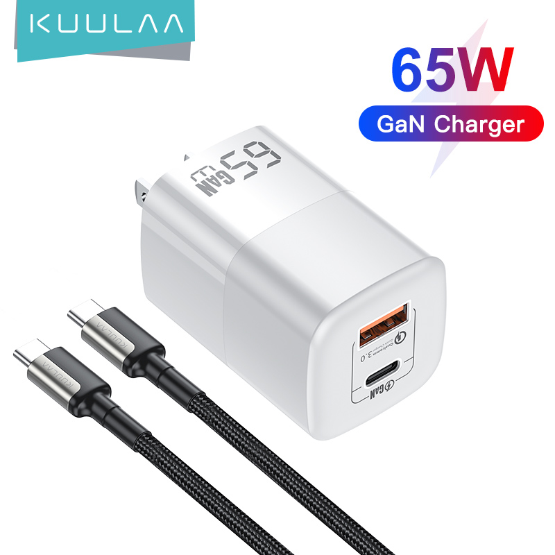 KUULAA sạc nhanh GaN Charger 65W Quick Charge 4.0 3.0 USB Type C QC PD USB Charger Portable Fast Cha