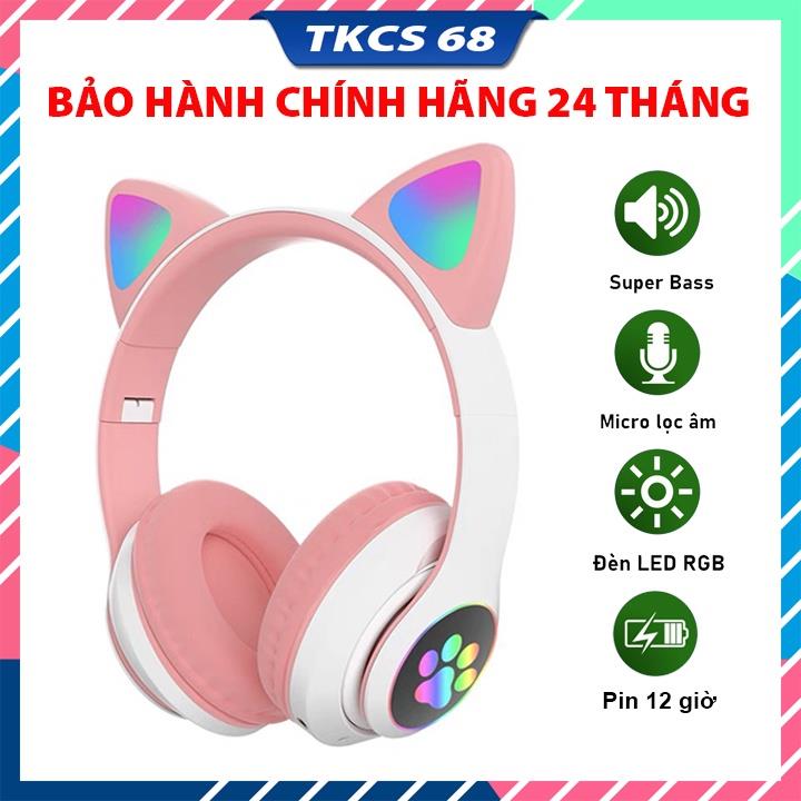 ✓ tai nghe mèo bluetooth chụp tai tai mèo dễ thương có mic âm bass mạnh mẽ nghe cực hay bảo hành 12 tháng