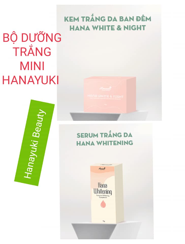 [TẶNG QUÀ + GIẢM VOUCHER 8%] (Chính hãng Hanayuki-Date 2026) Bộ 2 dưỡng trắng mini Hananyuki (SERUM TRẮNG DA MINI HANAYUKI 15g-HANA WHITENING MINI KEM DƯỠNG TRẮNG DA BAN ĐÊM MINI HANAYUKI 15g- HANA WHITE NIGHT)